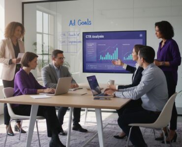 Marketing team analyzing Facebook CTR data