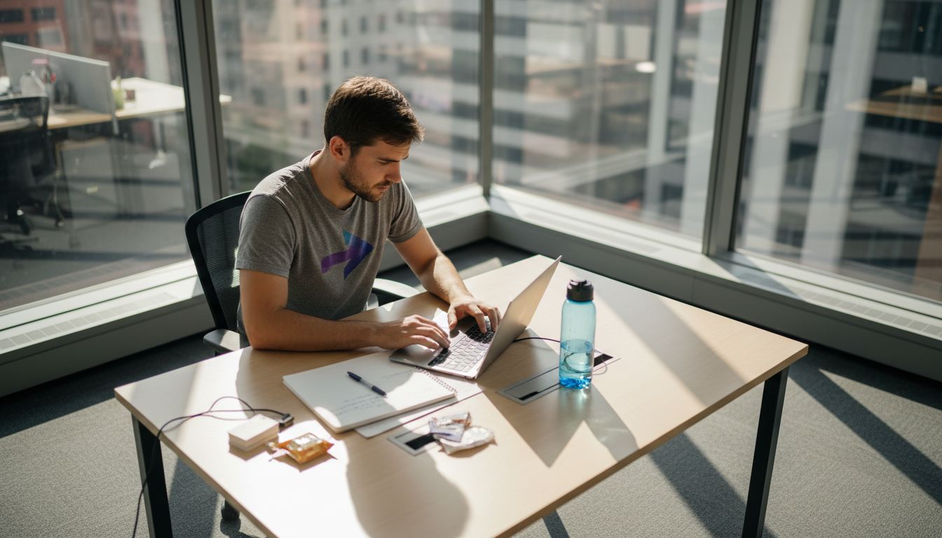 Analyst reviews mobile ad results in office