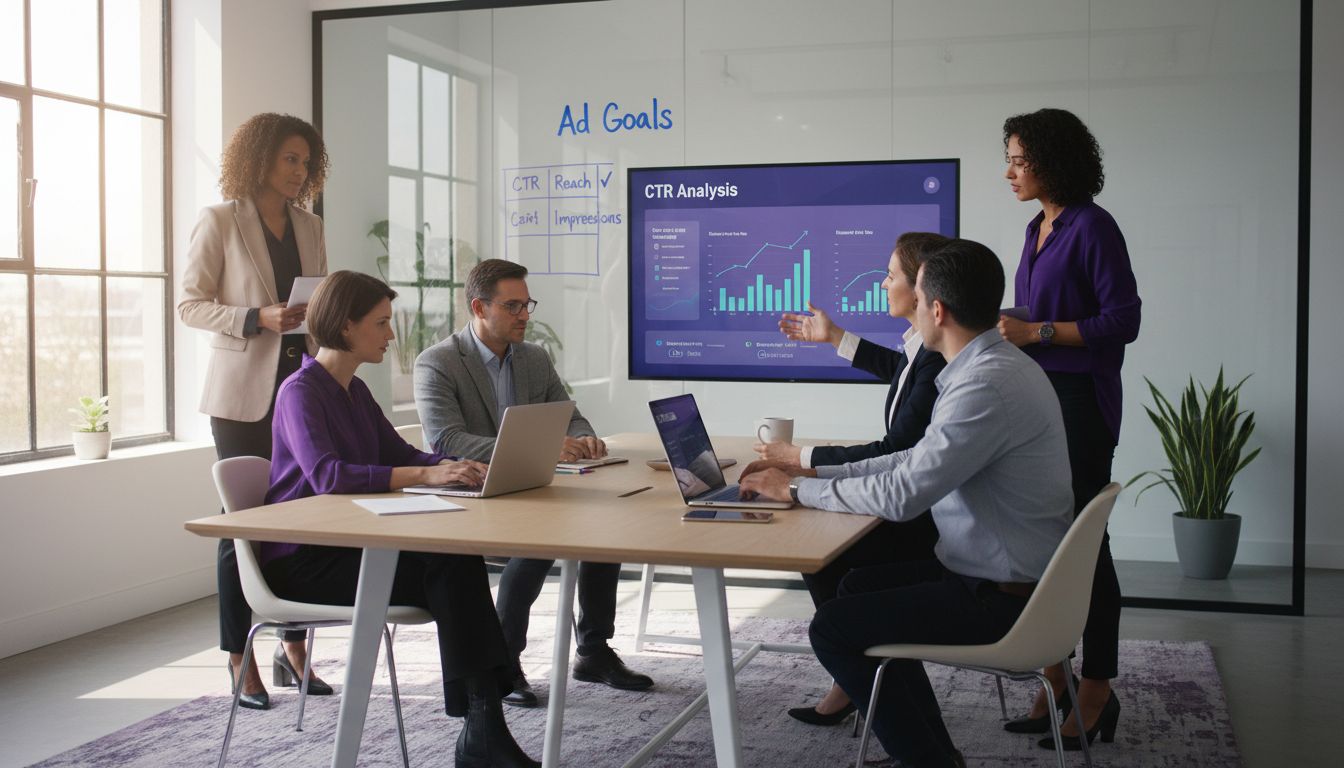 Marketing team analyzing Facebook CTR data