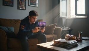 Young gamer sees personalised ad in mobile game
