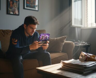 Young gamer sees personalised ad in mobile game