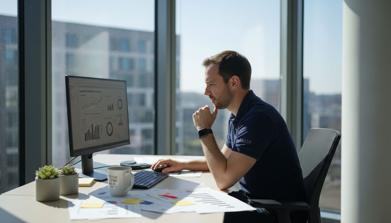 Marketing manager reviewing ad campaign data