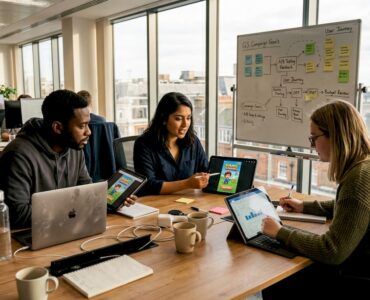 Creative team reviews playable ad prototypes