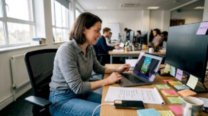 Product manager reviewing playable ad prototype