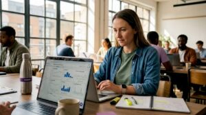 Analyst reviewing mobile ad funnel performance