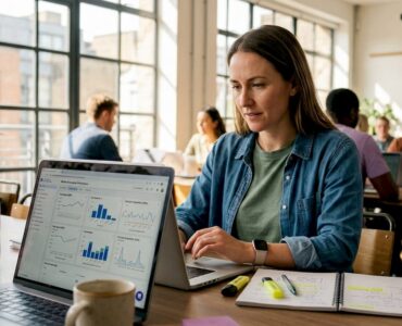 Analyst reviewing mobile ad funnel performance