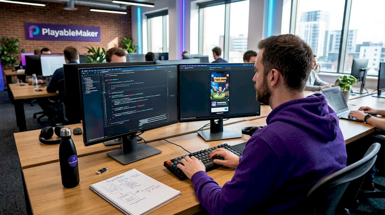 Game developer configuring ad SDK for mobile game
