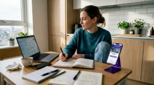 Woman reviewing mobile gaming ad strategy