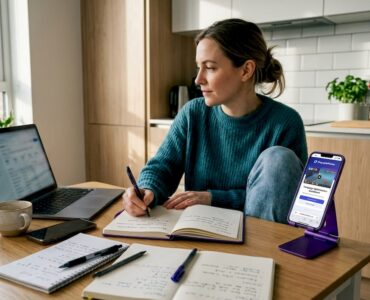 Woman reviewing mobile gaming ad strategy