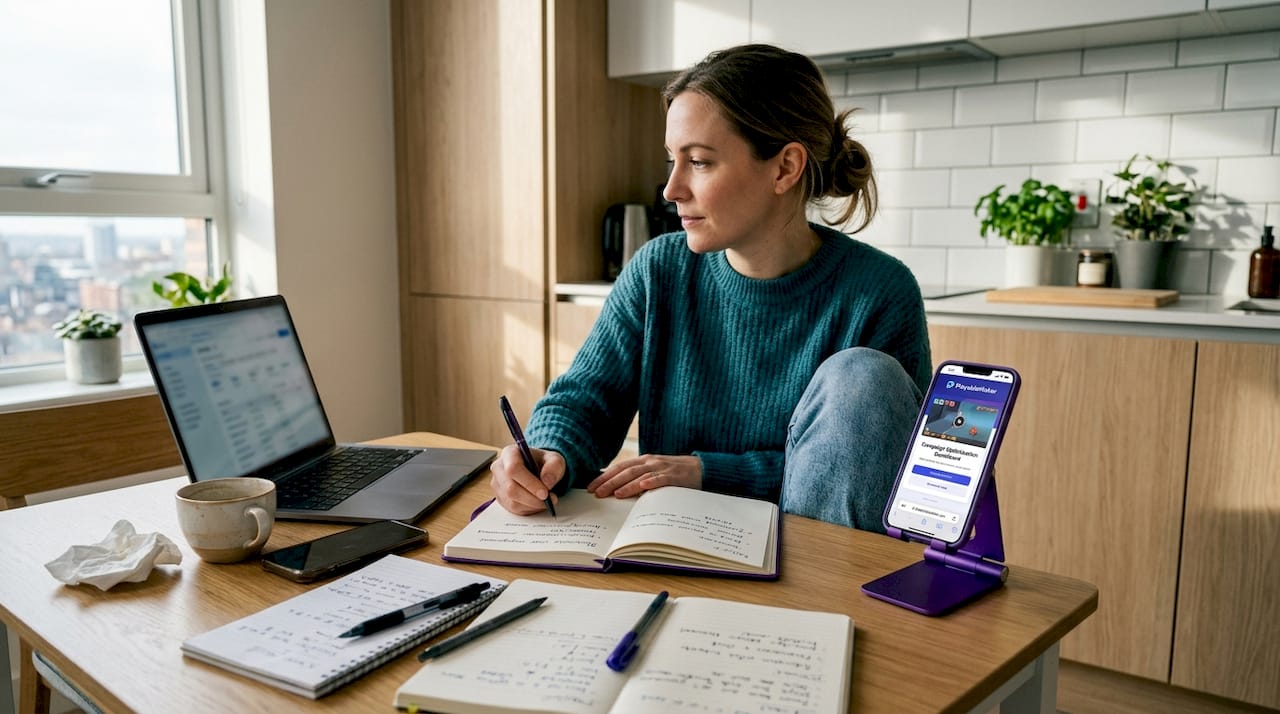 Woman reviewing mobile gaming ad strategy