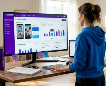 Marketer reviews ad creative dashboard for mobile games