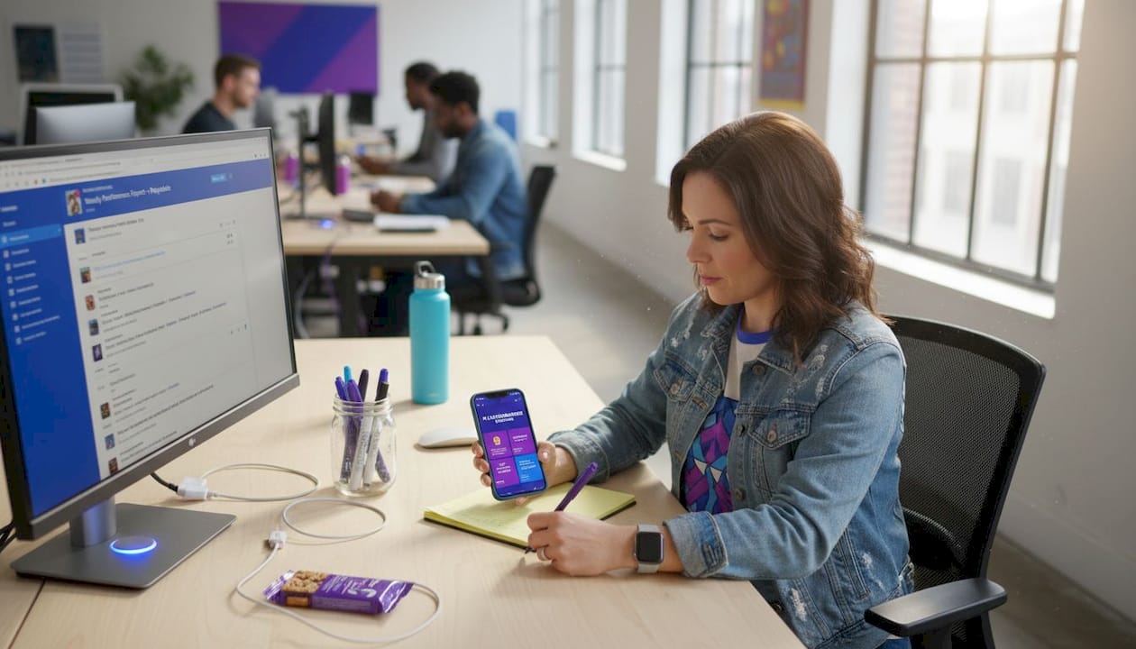 Marketer reviews mobile ads on smartphone