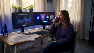 UA manager analyzing game user retention workspace