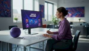 Marketer reviewing mobile game ad creatives