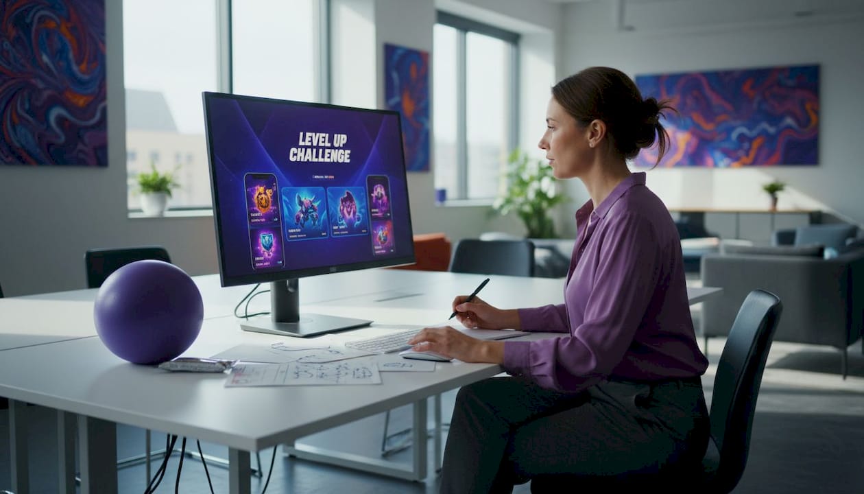 Marketer reviewing mobile game ad creatives