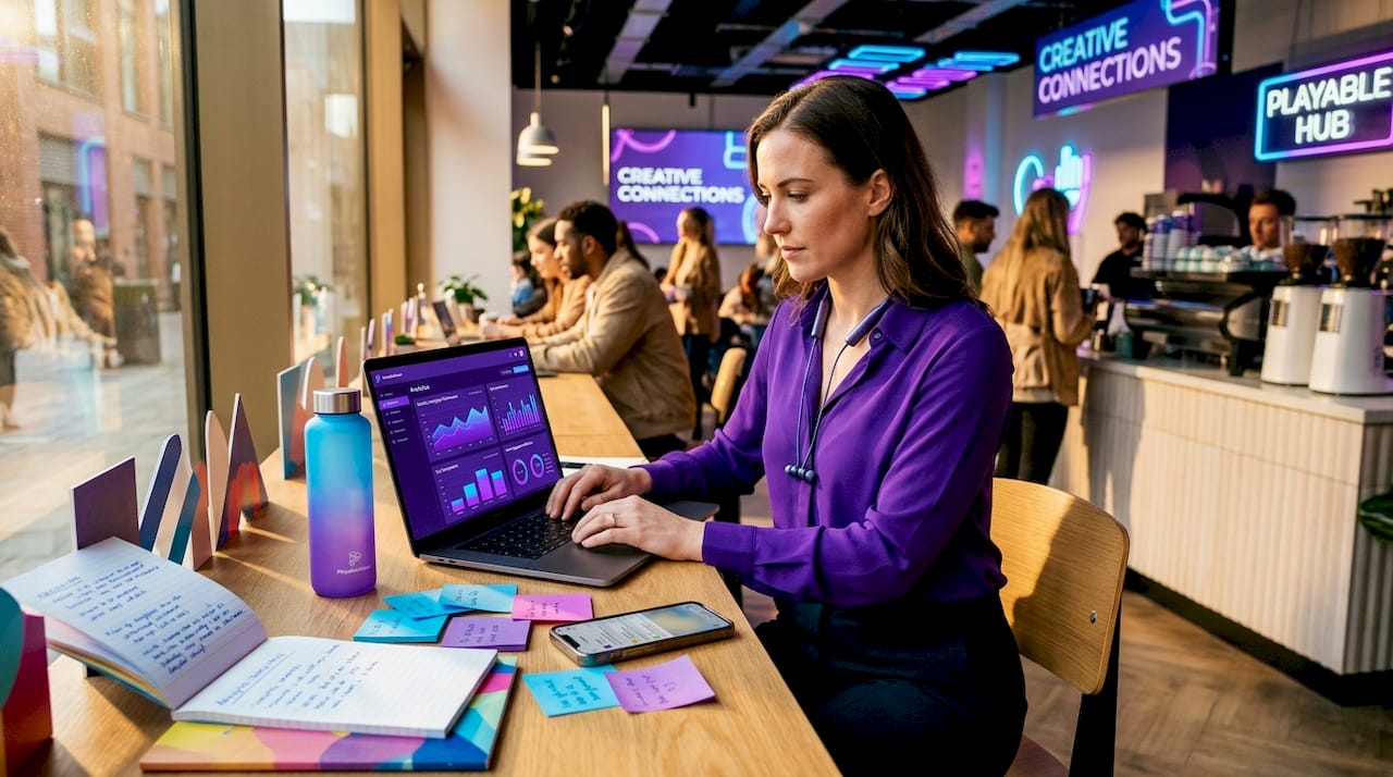 Marketer reviewing ad fraud analytics in office