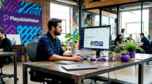 User acquisition specialist analyzing playable ads