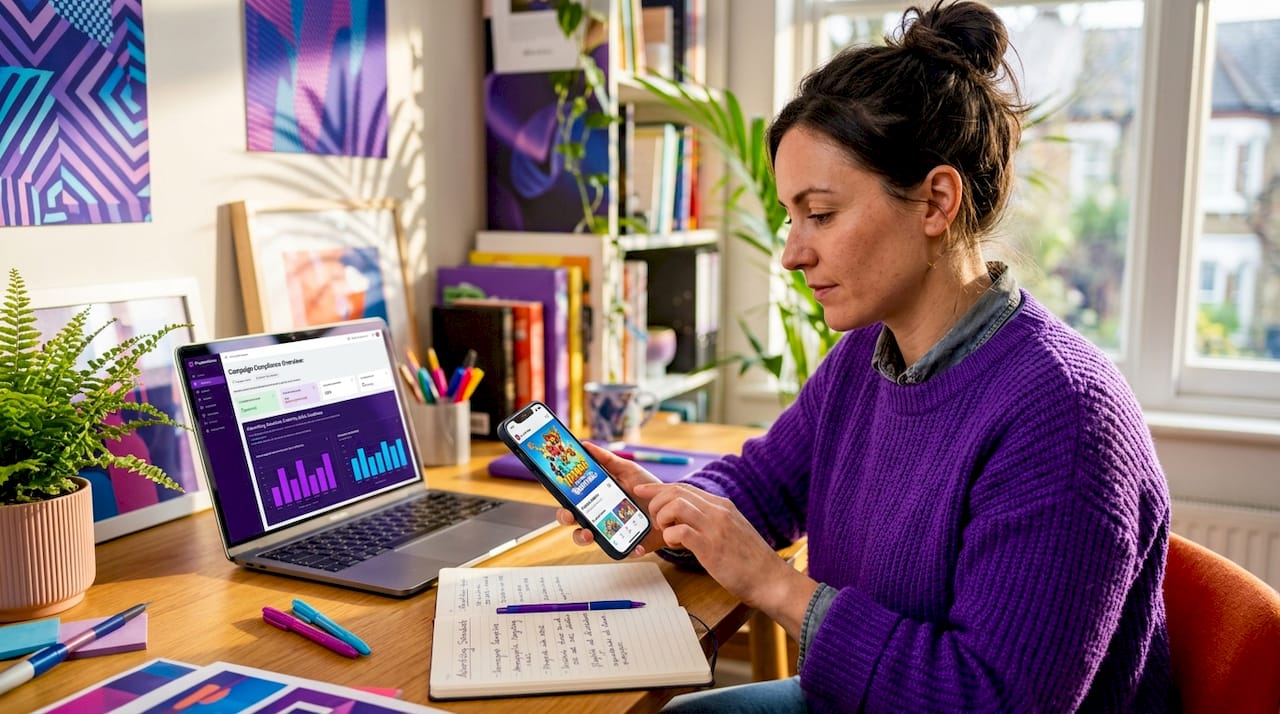 Mobile game marketer checking ad compliance