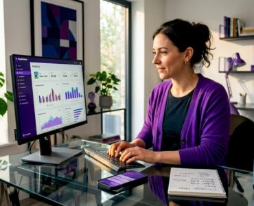 Marketing manager analyzing CPI data on computer