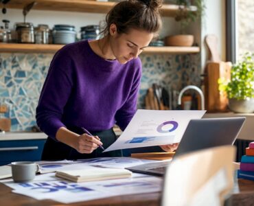 Marketer reviewing native advertising report