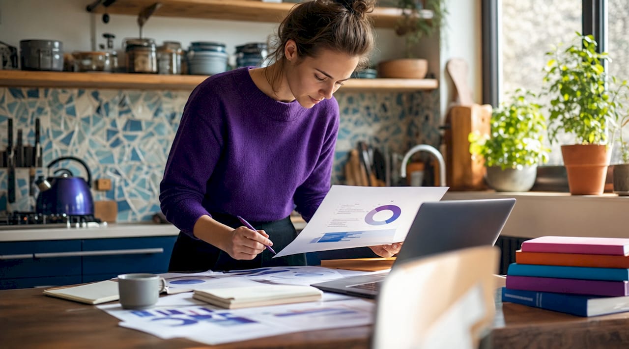 Marketer reviewing native advertising report
