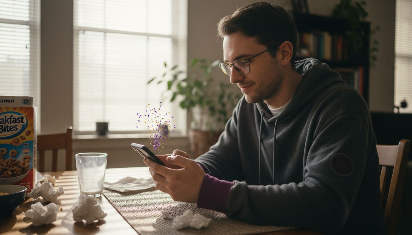 Man responds to mobile game reward screen